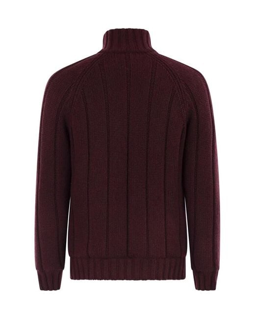 Brunello Cucinelli Red Cashmere Knit Down Jacket With Zip for men