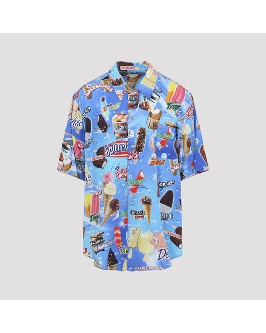 Balenciaga Blue S/S Minimal Shirt for men