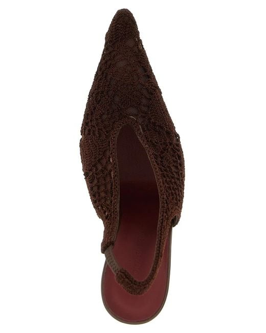 Magda Butrym Brown Crochet Slingback