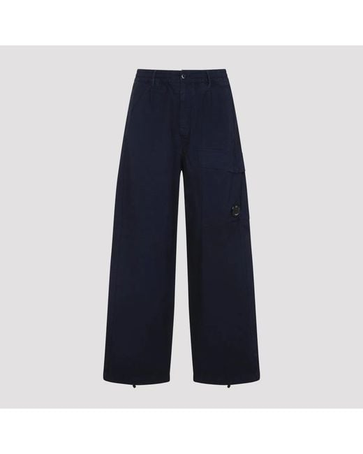 C P Company Blue C.P.Company Micro-Reps Boxy Cotton Cargo Pants for men