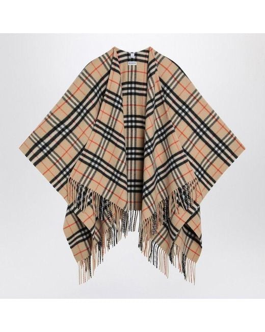 Burberry Metallic Check Pattern Wool And Cashmere Cape