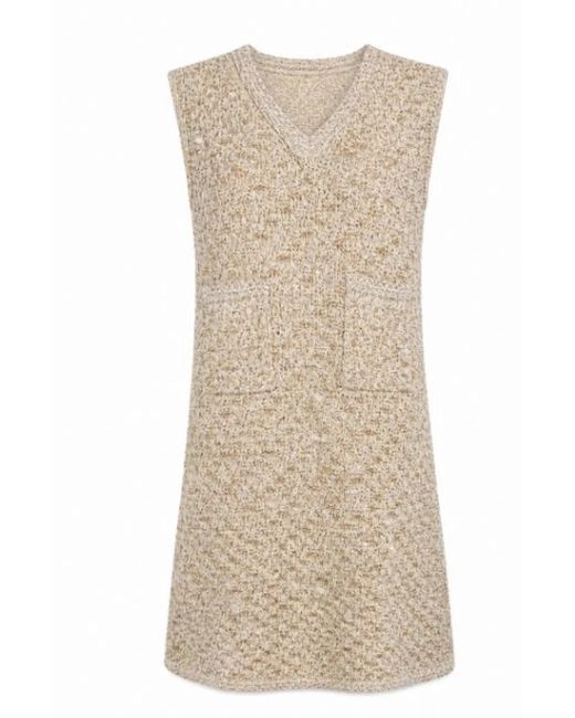 Fabiana Filippi Natural Bouclé V-Neck Dresses