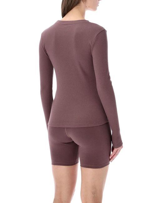 Nike Purple Ribbed Slim Long Sleeve T-Shirt
