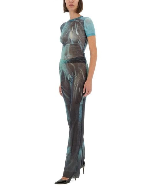 Jean Paul Gaultier Blue "Water" Mesh Pants