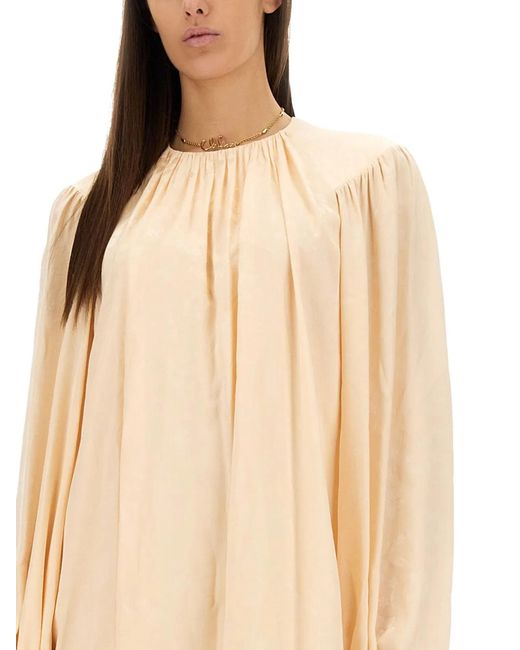 Chloé Natural Silk Shirred Mini Dress