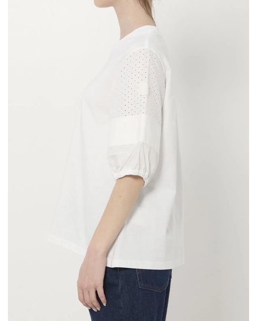 Moncler White Eyelet-Detail T-Shirt