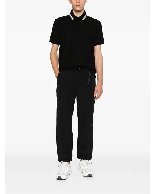 Moncler Black Logo Collar Cotton T-Shirt for men