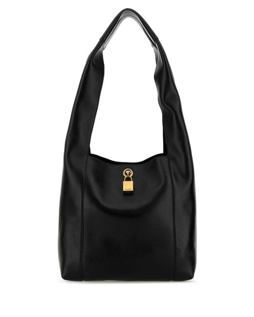 Saint Laurent Black Leather Tanger Shopping Bag