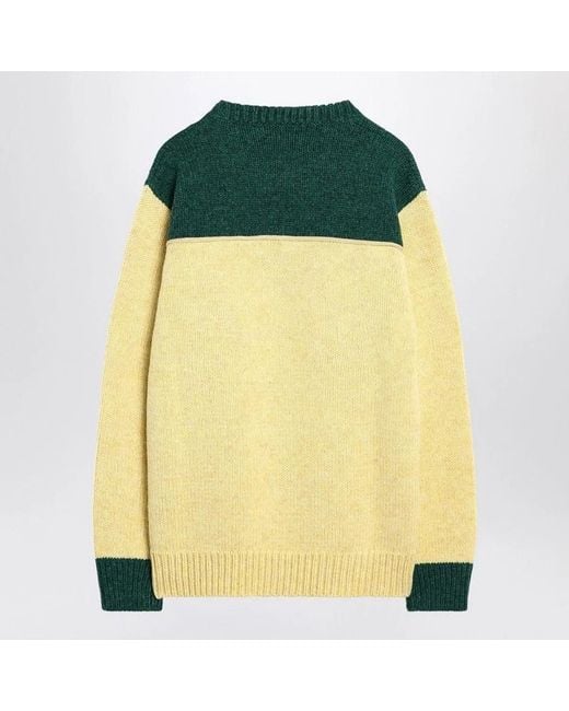 Prada Yellow Cream And Emerald Wool Sweater for men