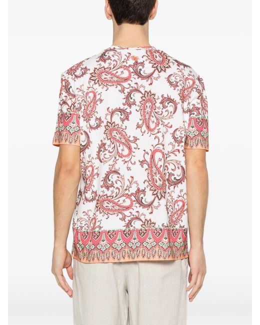 Etro Pink Cotton T-Shirt Roma for men
