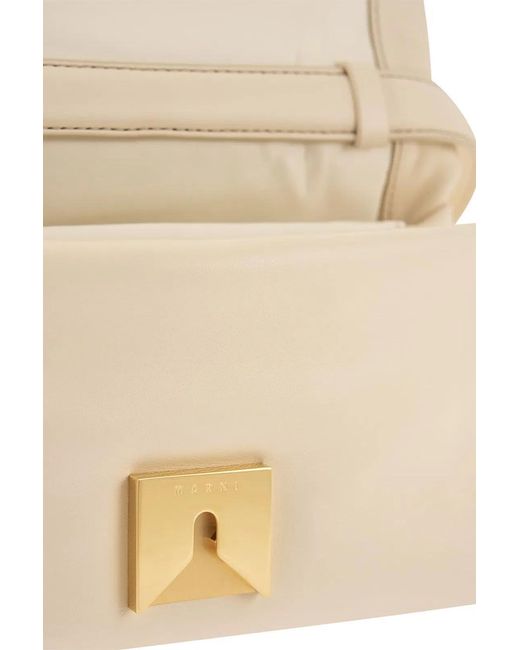 Marni Natural Ivory Leather Prisma Shoulder Bag