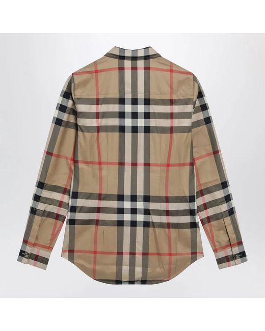 Burberry Natural Slim-Fit Cotton Twill Check Shirt