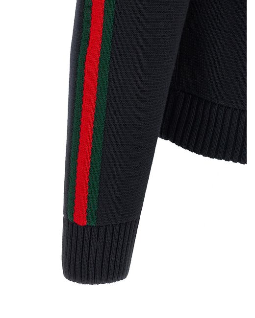 Gucci Blue Web Ribbon Knitted Jacket for men