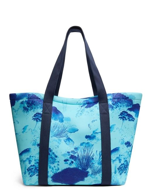 Vilebrequin Blue Polyester Tote Bag With Marine Print