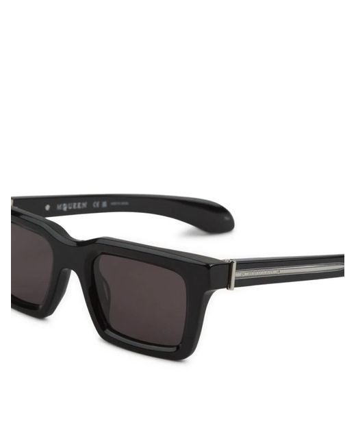 McQueen Black Rectangular Frame Sunglasses