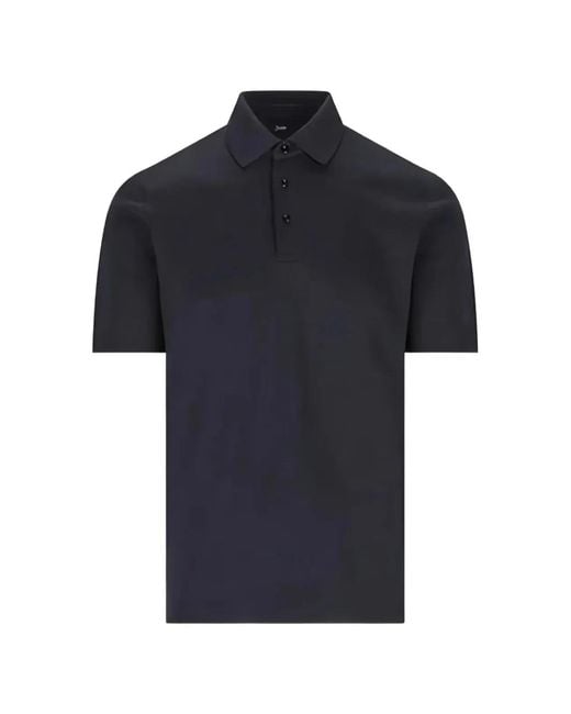 Herno Blue Cotton Polyester Short Polo for men
