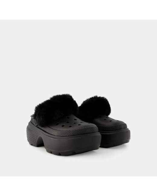 CROCSTM Black Stomp Lined Mules