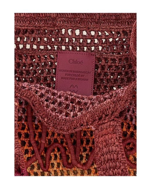 Chloé Red Summer Banana East-West Tote Bag
