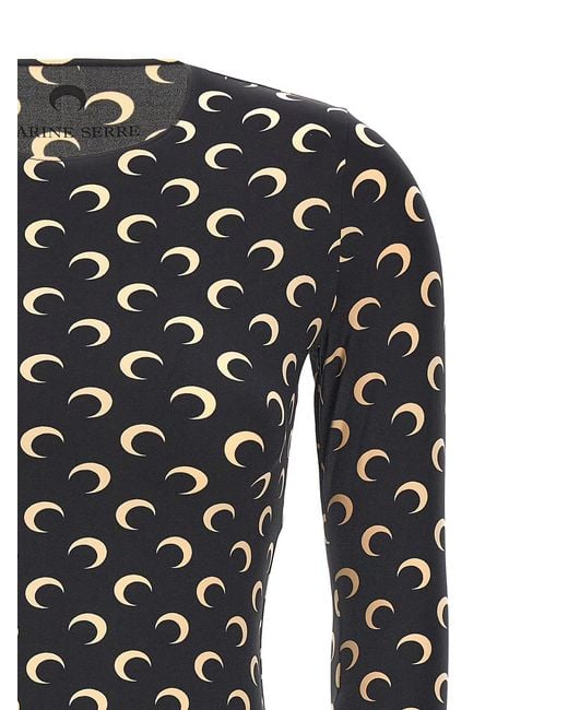 MARINE SERRE Black 'Moon Printed Jersey' T-Shirt