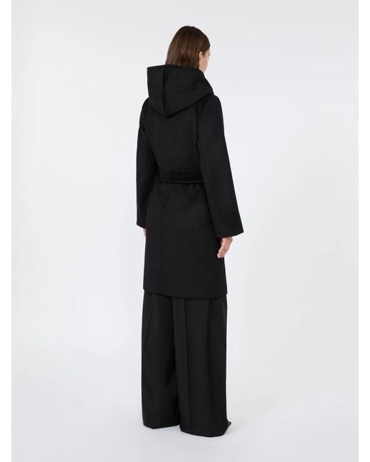 Max Mara Black Newmang Wool Drap Dressing Gown Coat