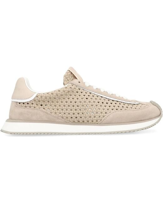Dolce & Gabbana Natural Dolce & Gabbana Leather And Fabric Low-Top Sneakers for men