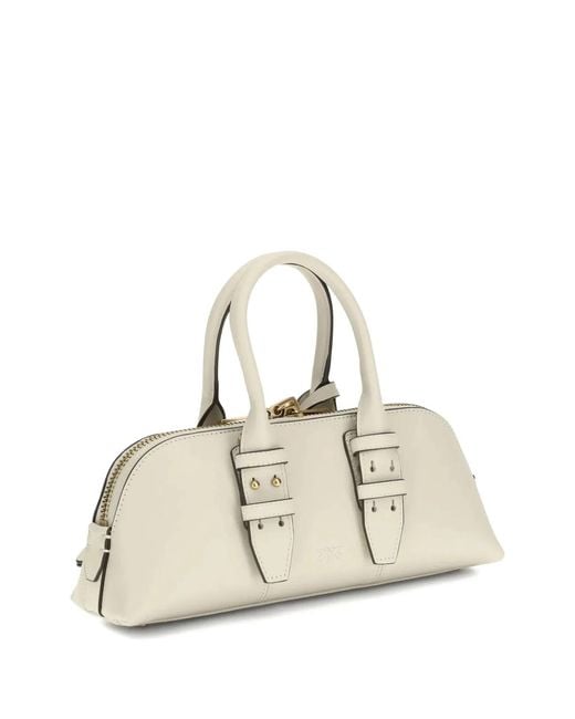 Pinko Natural Leather Bowling Bag Horizontal