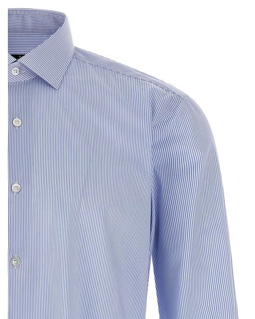 Barba Napoli Blue Striped Shirt for men