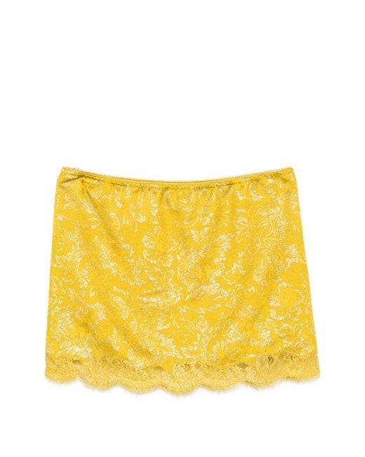 Saint Laurent Yellow Laced Mini Skirt