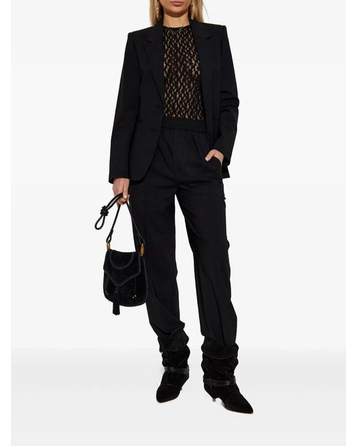 Isabel Marant Black Wool Elastane Straight Pants