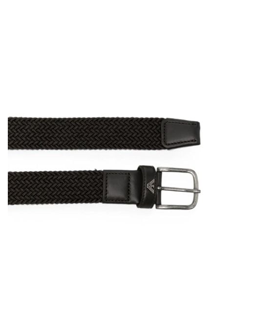 Emporio Armani Black Leather Belt for men
