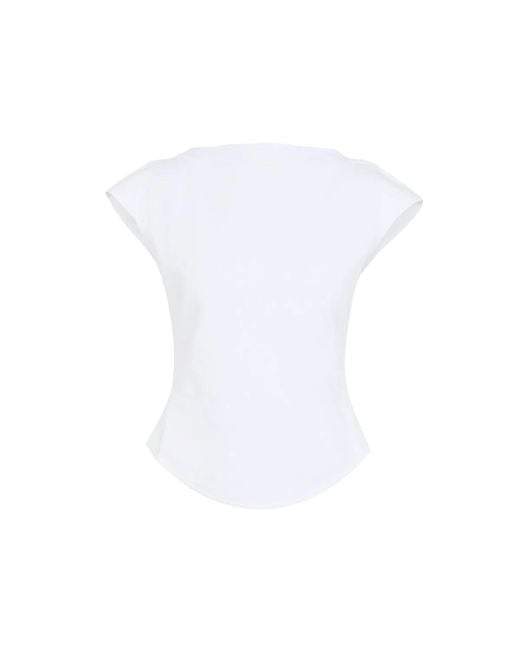 Alaïa White Alaia Cap Cotton Fitted T-Shirt