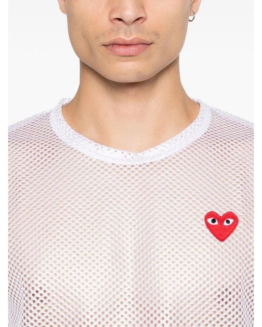 COMME DES GARÇONS PLAY White Tshirt Mesh Emblem for men