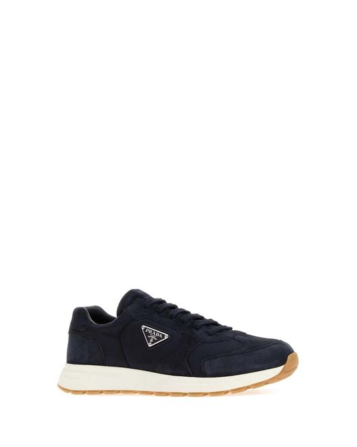 Prada Blue Re-Nylon And Suede Sneakers for men