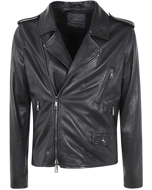 Giorgio Brato Black Eco Sheepskin Biker Jacket for men