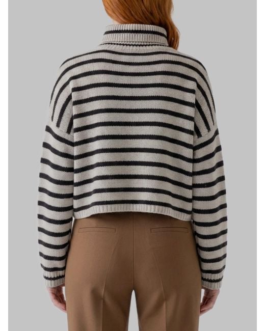 Lisa Yang Gray Zerlina Stripes Sweater