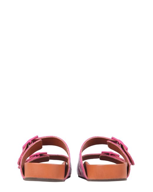 L'Autre Chose Pink Sandals With Coconut Print Leather