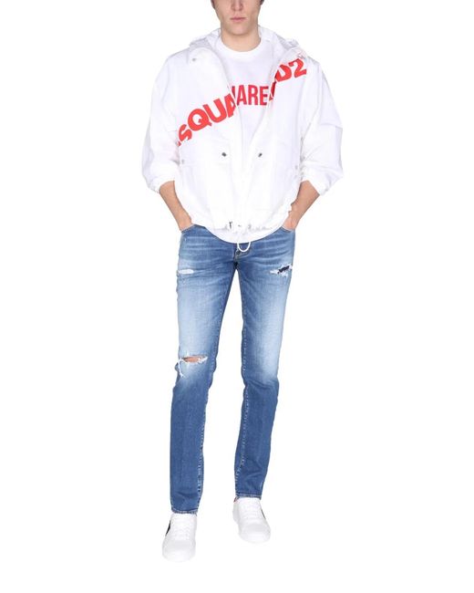 DSquared² White Jacket With Logo Print for men