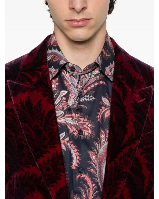 Etro Purple Printed Cotton Shirt for men