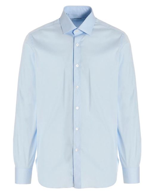 Barba Napoli Blue Poplin Shirt for men