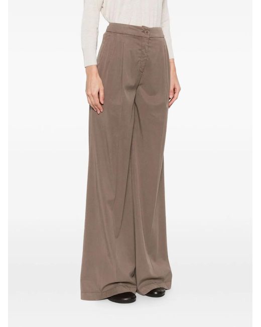Via Masini 80 Brown Linen Blend Trousers