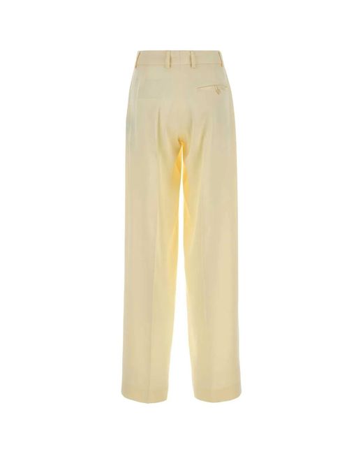Stella McCartney White Satin Dropped Waist Straight Wide Leg