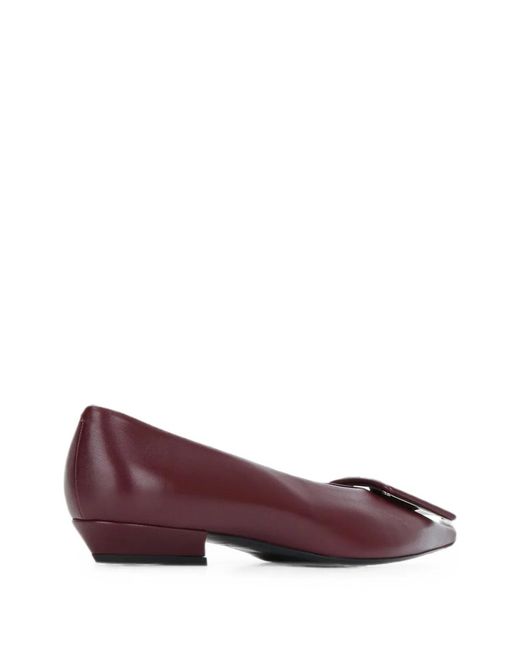 Roger Vivier Purple Buckle-Detail Pointed-Toe Ballet Flats