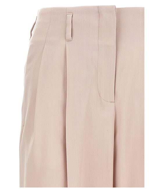 Golden Goose Deluxe Brand Natural Wide-Leg Wool Pants With Pleats