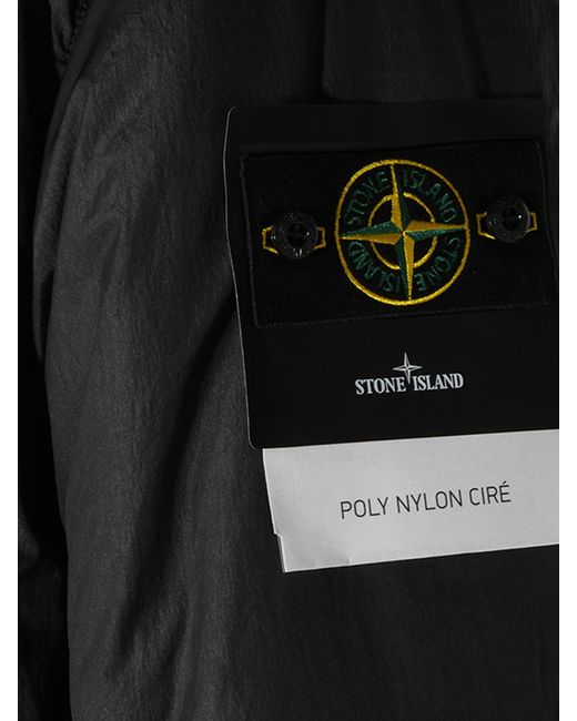 Stone Island Black Hooded Button-Up Coat for men
