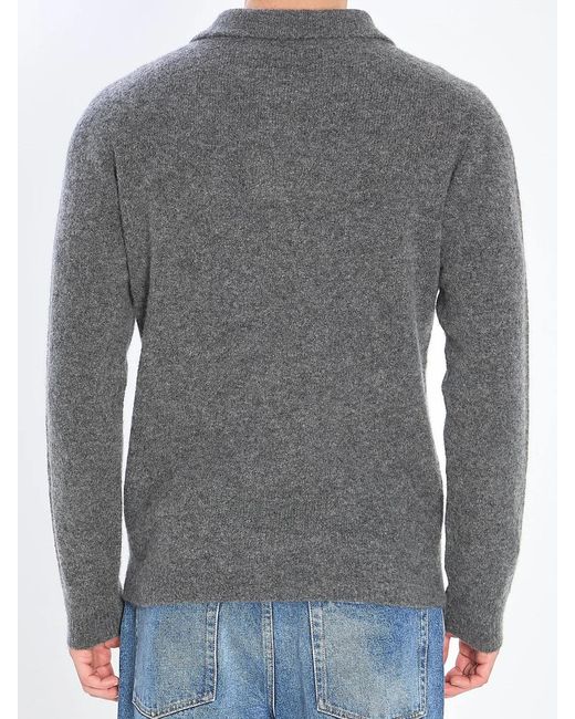 Roberto Collina Gray Cashmere Blend Polo Shirt for men