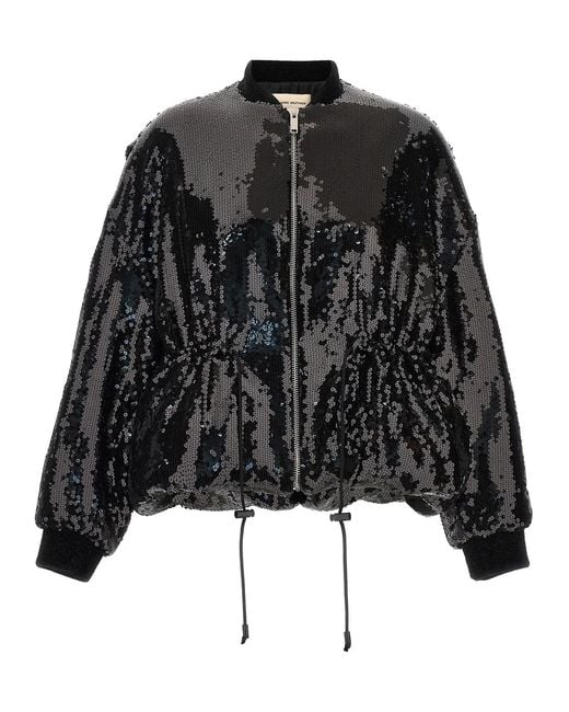 Alexandre Vauthier Black Sequin Bomber Jacket