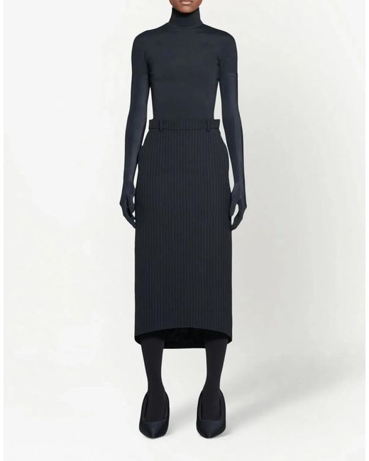 Balenciaga Blue Hourglass Pinstripe Pencil Skirt