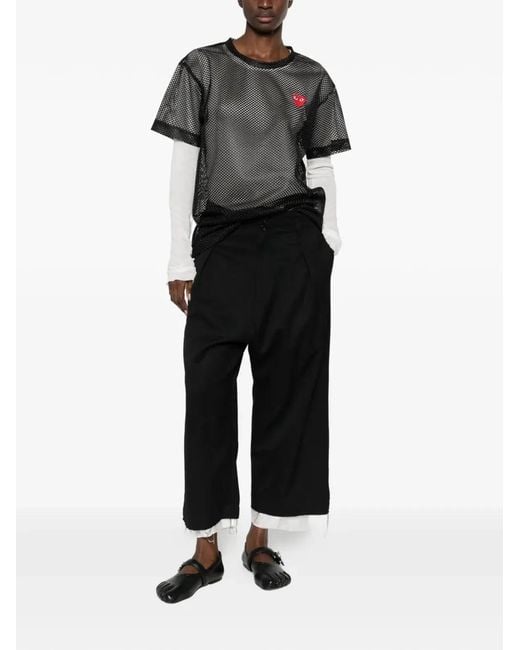 COMME DES GARÇONS PLAY Black T-Shirt Emblem Mesh Heart