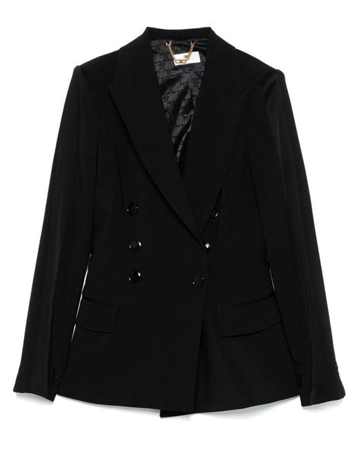 Elisabetta Franchi Black Double-Breasted Jacket