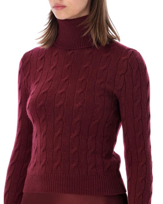 Ralph Lauren Red Cable-Knit Turtleneck